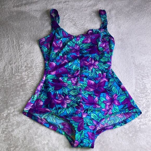 Maxine Of Hollywood Vtg 70s 1PC Floral Swimsuit Mase USA Beachwear - Picture 1 of 11